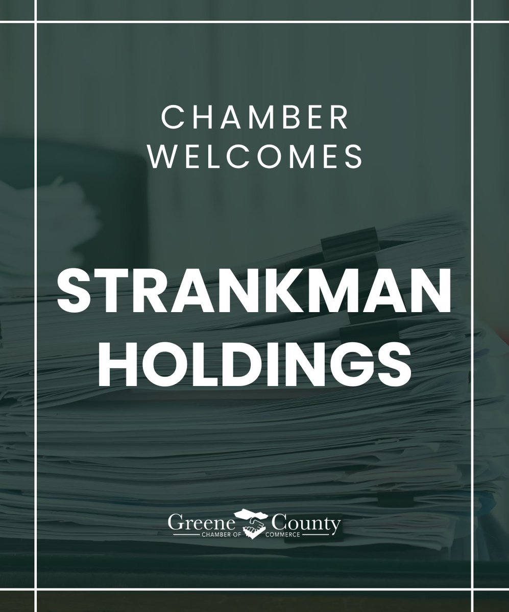 Greene Co. Chamber (@greenegaccoc) on Twitter photo ๐๐ Welcome New Member: Strankman Holdings
๐ 256-426-3275
๐ cole.strankman@strankmanholdings.com
#GCCoC #GreeneCountyChamber #ChamberMember #NewMember #Welcome ๐๐ Welcome New Member: Strankman Holdings
๐ 256-426-3275
๐ cole.strankman@strankmanholdings.com
#GCCoC #GreeneCountyChamber #ChamberMember #NewMember #Welcome