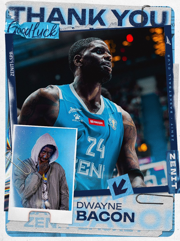 Dwayne Bacon leaves Zenit upon the expiration of his contract.

🏀 58 games, 1,022 points
🏆 Kondrashin and Belov Cup
⭐️ March MVP
⭐️ Regular Season MVP
⭐️ Super Cup All-Star Team
🥈 VTB United League silver
🥉 Supercup bronze

Zenit thanks Dwayne for his time in St. Petersburg!