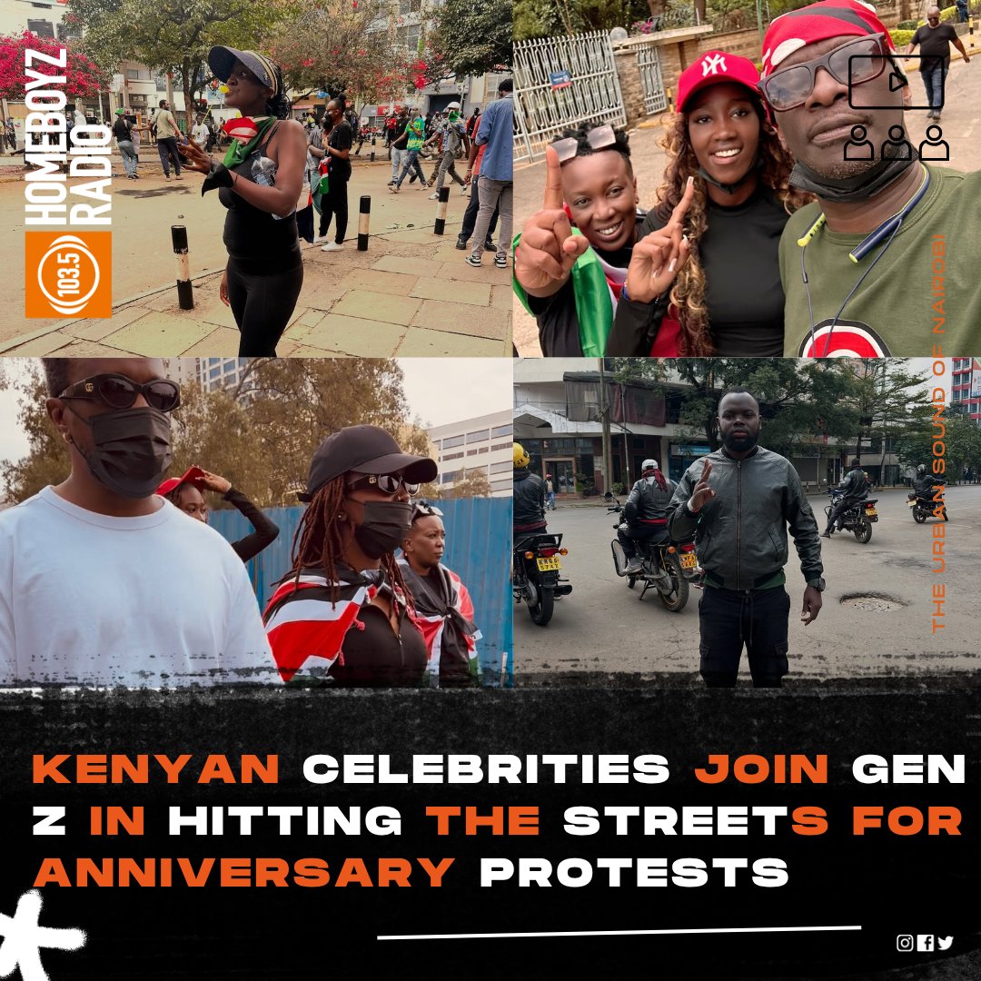 HomeboyzRadio's tweet image. 🎤 Kenyan stars showed up and showed out! 🇰🇪✨
From the stage to the streets, celebs stood in solidarity with Gen Z during the anniversary demos.
Power to the people! ✊🔥

#TheJamSession #GenZProtests #June25th