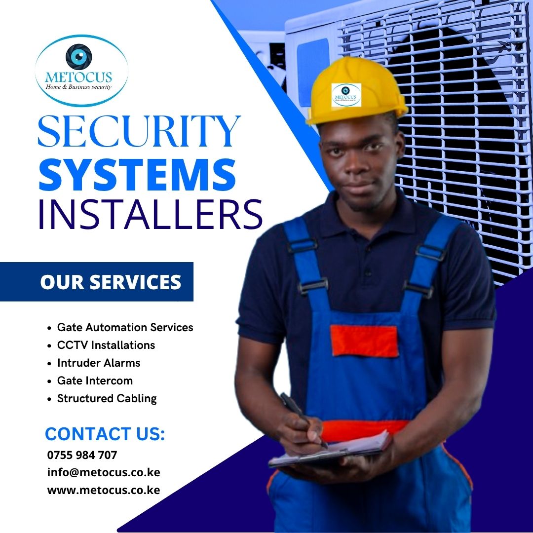 You have known us for our expert electric fence installations. But do you know we also offer these services too:
🚪Gate Automation Services
📸 CCTV installation 
🚨 Intruder alarms
📺 Gate intercom ☎️ 0755 984 707
🌐 metocus.co.ke
#SiriNiNumbers CITAM #RutoMustGo larry