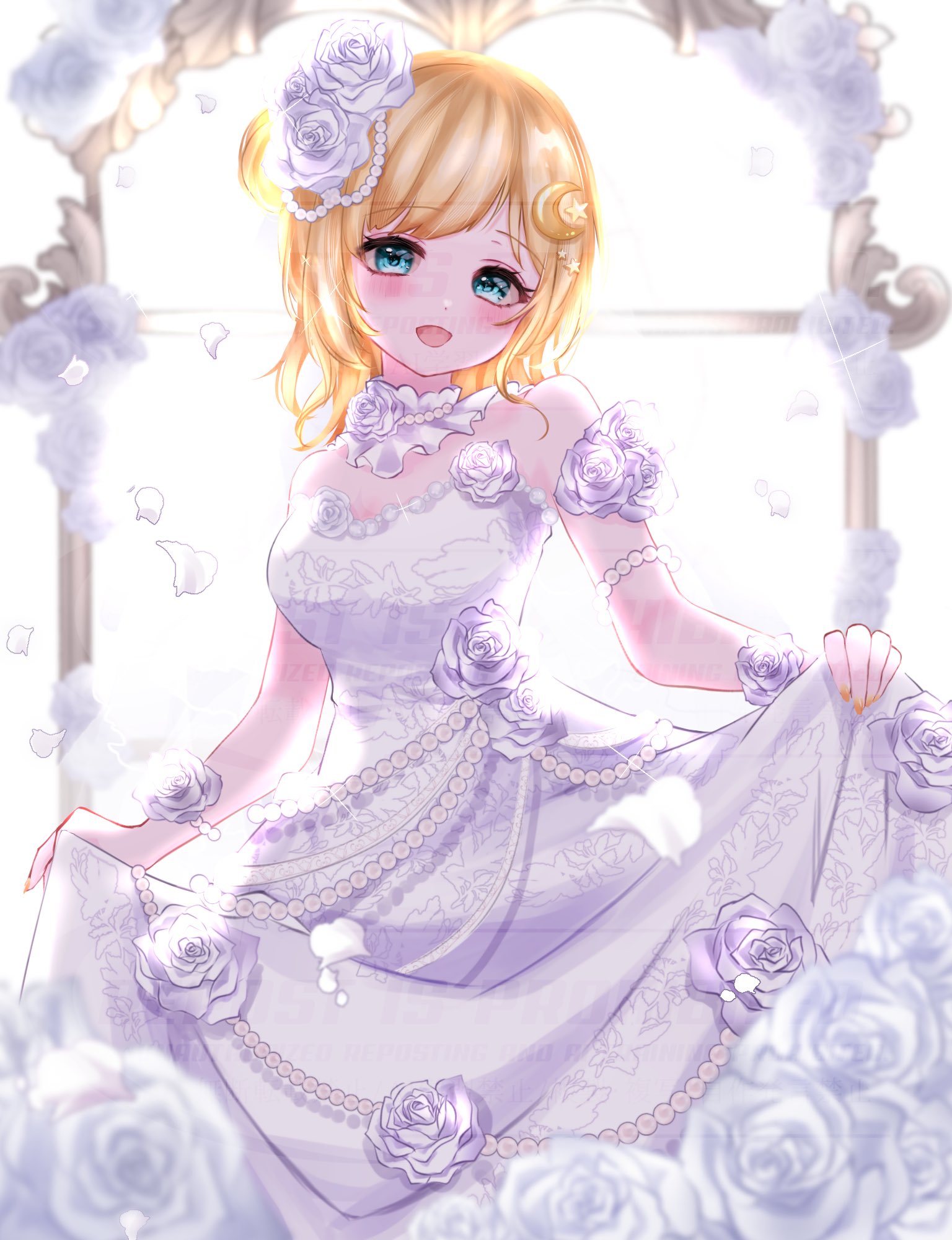 月と星の少女？油絵Jun
