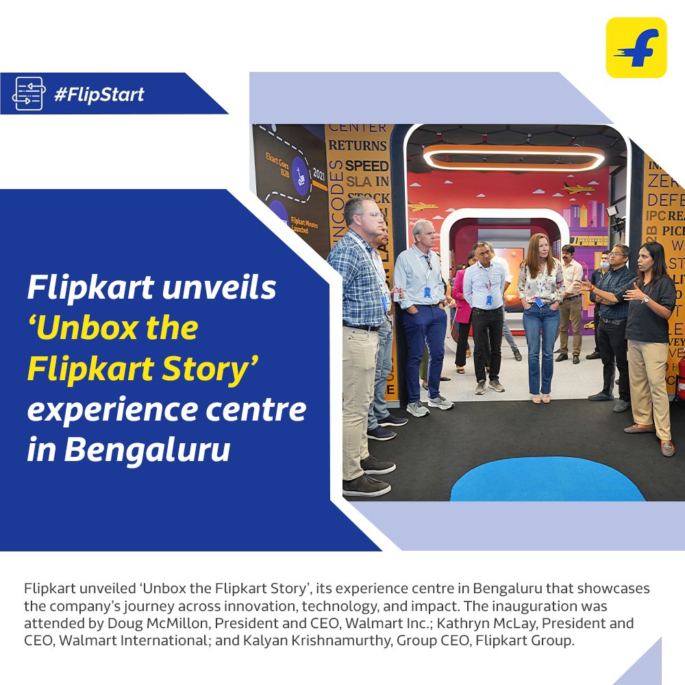 FlipkartStories's tweet image. .@Flipkart unveiled ‘Unbox the Flipkart Story’, its experience centre in Bengaluru that traces the company’s journey through innovation, technology, and impact.
The inauguration was attended by @DougMcMillon, President and CEO, Walmart Inc.; Kathryn McLay, President and CEO,…