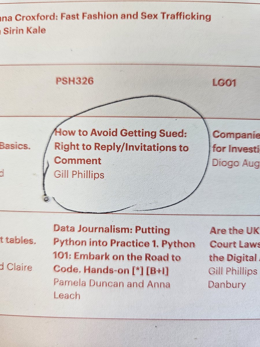 Lindsay_Pantry's tweet photo. Always happy to be back at #cijsummer @cijournalism 

Getting the latest #medialaw advice from the legendary Gill Philips to top up my knowledge before next semester's @NCTJ_news media law teaching, and my Investigative module ⚖️ https://t.co/bp3M26K81z