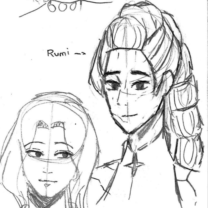 Also drew a very rough sketch of Rumi from #KPOPDEMONHUNTERS while drawing my oc