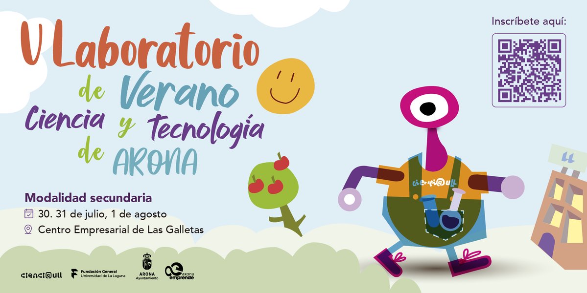 Cienci@ULL (@cienciaull) on Twitter photo 📢Abrimos inscripciones para la V Edición del Laboratorio de Verano de Arona y Tecnología de Arona🔬🌞La actividad se realizará del 30 de julio al 1 de agosto📚
Modalidad Secundaria dirigido a alumnado de 12 a 14 años👩🏻🎓✍️🏻forms.gle/yRia6HNJ6ZrN7G…
<a href="/AytoArona/">Ayuntamiento Arona</a> <a href="/MacaronightEU/">MacaronightEU</a> 📢Abrimos inscripciones para la V Edición del Laboratorio de Verano de Arona y Tecnología de Arona🔬🌞La actividad se realizará del 30 de julio al 1 de agosto📚
Modalidad Secundaria dirigido a alumnado de 12 a 14 años👩🏻🎓✍️🏻forms.gle/yRia6HNJ6ZrN7G…
<a href="/AytoArona/">Ayuntamiento Arona</a> <a href="/MacaronightEU/">MacaronightEU</a>