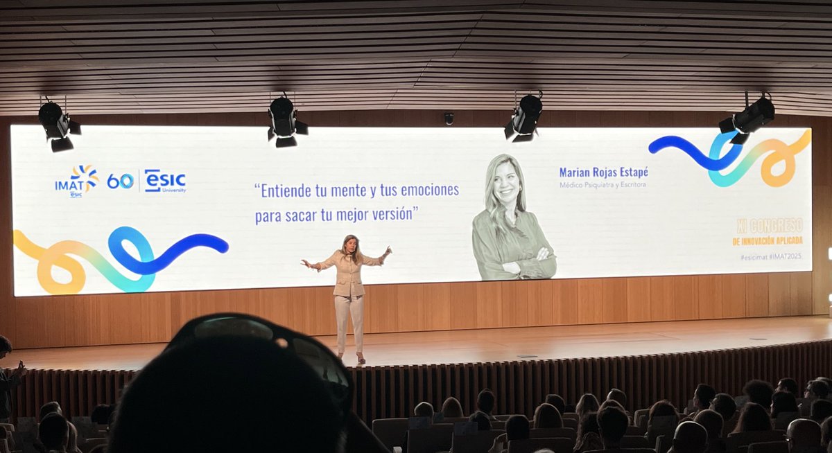En el XI Congreso de innovación Aplicada IMAT en <a href="/ESIC_University/">ESIC</a> 
Escuchando a Marian Rojas hablando de “Entiende tu mente y tus emociones para sacar tu mejor versión” en un mundo digital lo importante es el contacto real, el amor, la confianza, el cuidado