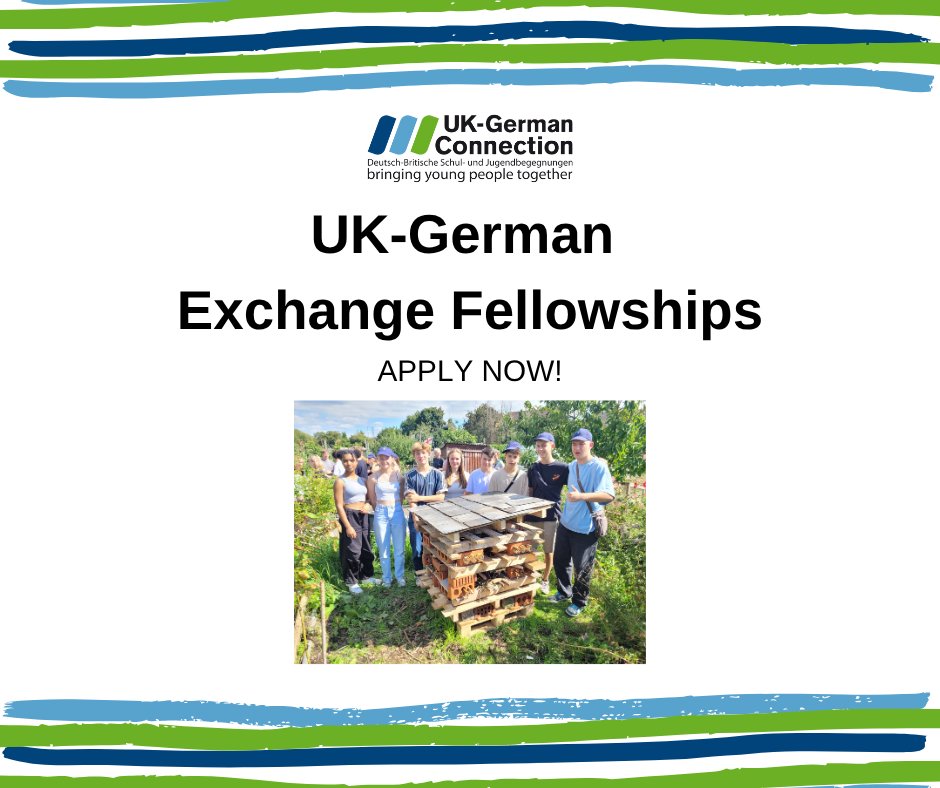 Applications for 🇬🇧-🇩🇪 Exchange Fellowships close soon!

This funded opportunity is for pupils aged 15-20 of UK secondary schools and FE colleges with a partner school in NRW to spend 1-3 weeks in 🇩🇪 and carry out a project.

Apply by 8 July.

Info: ukgermanconnection.org/pp/programmes/…