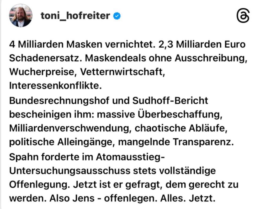 Der Toni immer.🙂
<a href="/ToniHofreiter/">Toni Hofreiter</a>