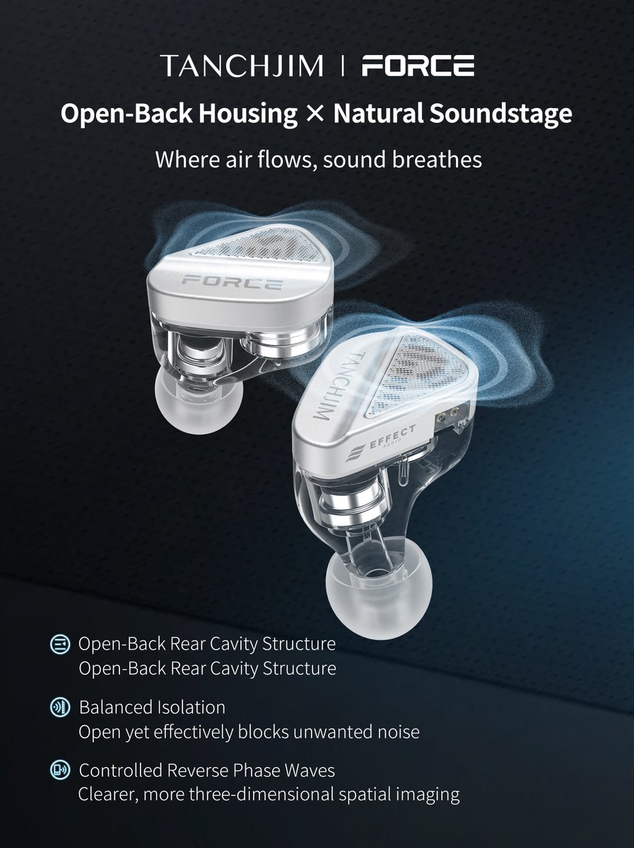 TANCHJIM_CN's tweet image. Let the sound breathe.
A stage that feels wide, airy, and alive — this is what freedom sounds like.
#TANCHJIM #FORCE #OpenBackDesign #HiFi