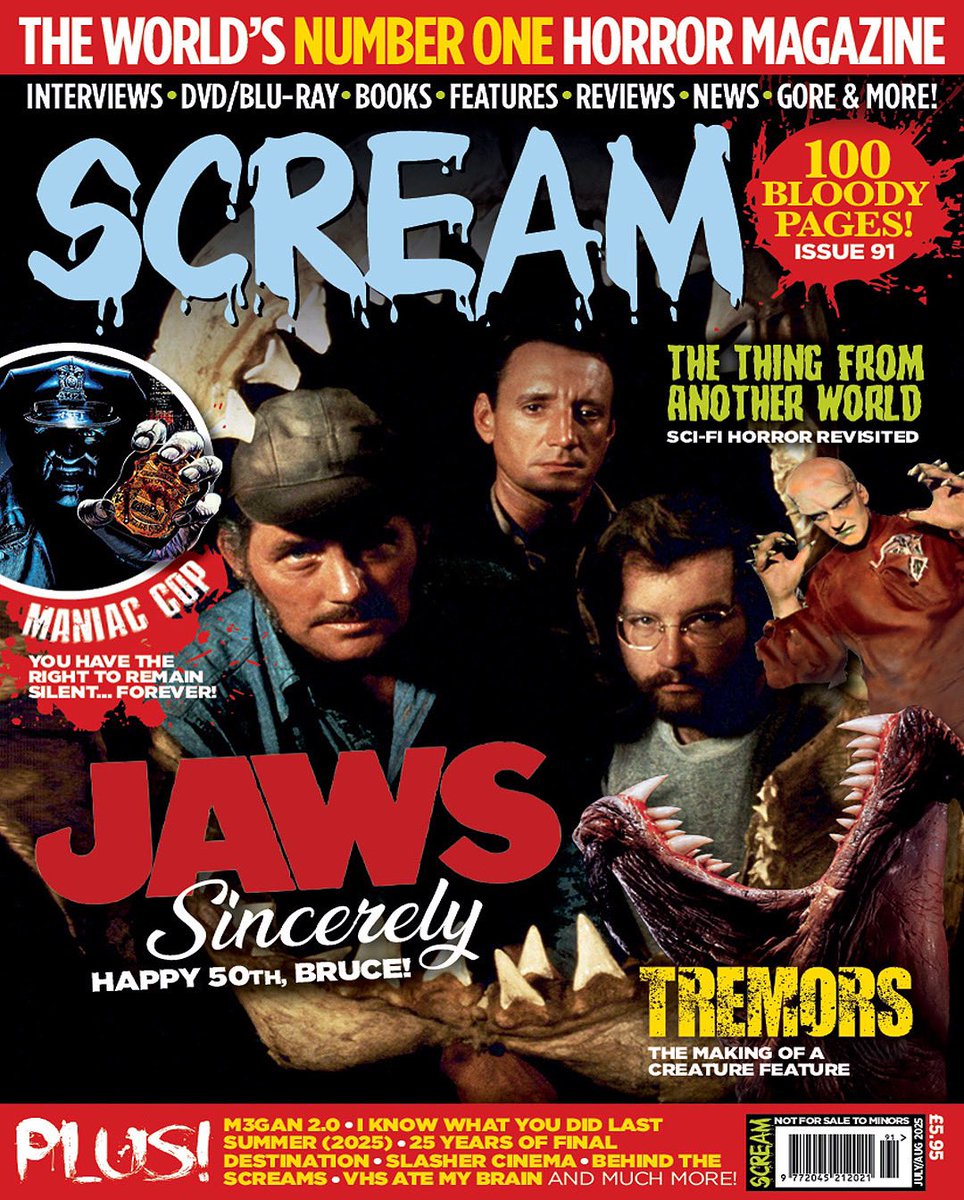 ScreamHorrorMag's tweet image. The new issue is out now in the UK and Ireland. Pick up your bloody copy at WH Smith, HMV, Asda, Sainsbury’s, Morrisons, Nisa, a few hundred independent newsagents and those Morrisons Daily stores.
Or subscribe or order at screamhorrormag.com/store