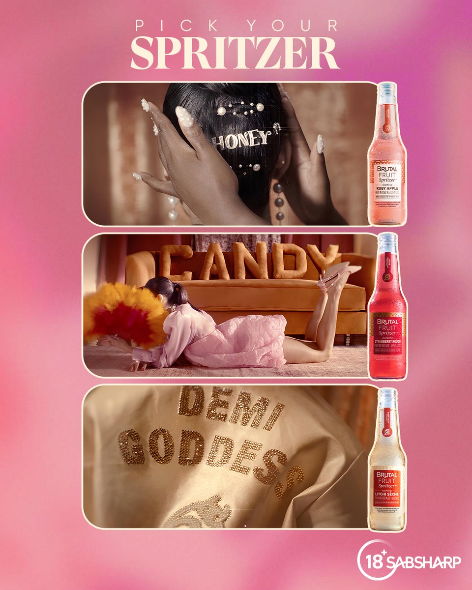 Besties, pick the Spritzer that matches your vibe! 🥂 ​

​Ruby Apple = honey &amp; spice complexity​.
Strawberry Rouge = candy &amp; wild strawberry rebellion​.
Litchi Sèche = demigoddess grace. 

#BrutallyBeautiful