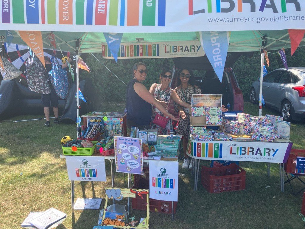Surrey Libraries UK (@surreylibraries) on Twitter photo Our library teams have been out and about spreading the joy of reading at village fetes & festivals! And look who stopped by for a splash in our Hook a Duck pool! 
Come say hi at our next event - on 5th July we're at Newlands Corner for the #SummerReadingChallenge launch event! Our library teams have been out and about spreading the joy of reading at village fetes & festivals! And look who stopped by for a splash in our Hook a Duck pool! 
Come say hi at our next event - on 5th July we're at Newlands Corner for the #SummerReadingChallenge launch event!