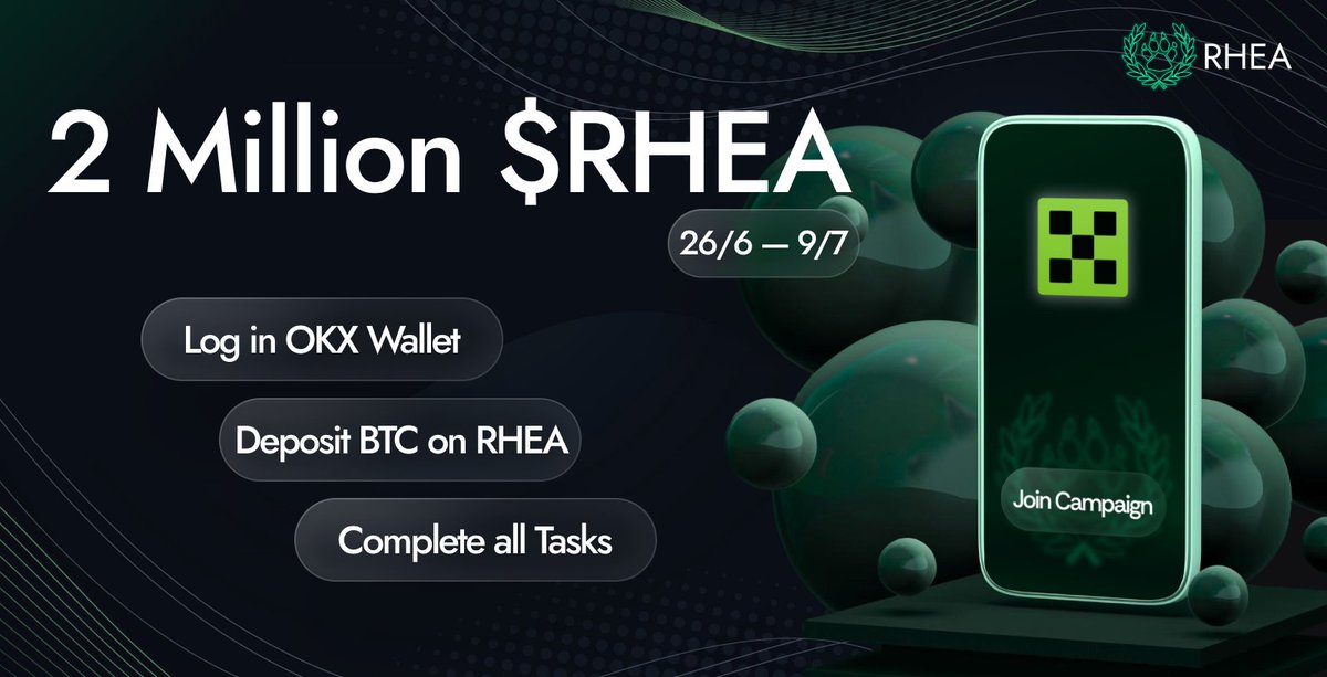 rhea_finance's tweet image. @rhea_finance 🤝 @wallet

2 Million $RHEA — Exclusive for OKX Community!

1️⃣ Log in OKX Wallet
2️⃣ Go to Cryptoverse → Giveaway, find RHEA Finance.
3️⃣ Complete all tasks to enter the raffle!

🎁 500 Winners! Campaign ends 9th July. Details 👇