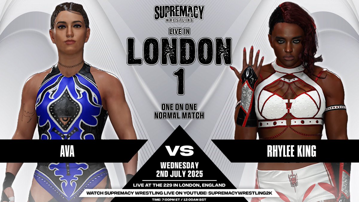 The only women's match on the card in London. It is UK's own Ava taking on ARKPRO's Rhylee King who is the sibling of Supremacy World Champion Miles King. Both very fierce competitors in the ring. Will Ava get the win in her own home or or will Rhylee King ruin the Homecoming? 🔥