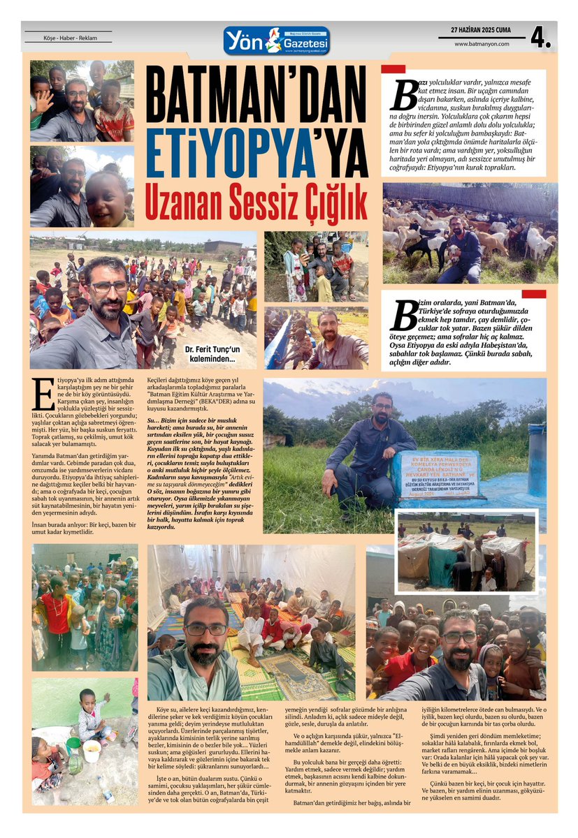 ve bazen, bir yardım elinin uzanması, gökyüzüne yükselen en samimi duadır!
#etiyopya #türkiye #batman 

batmanyon.com/2025/06/batman…