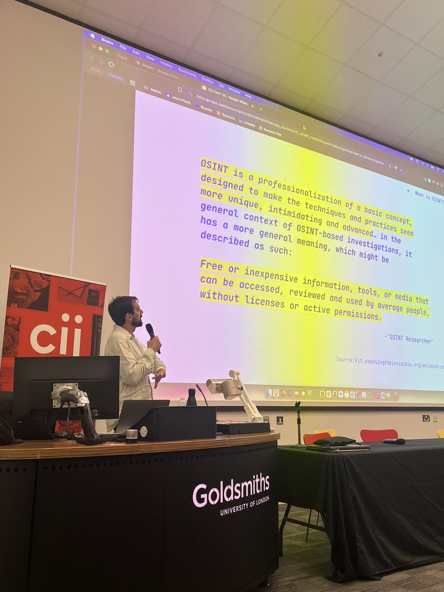 Great to hear Goldsmiths MSc Digital Journalism alum Guy Porter speak about OSINT at #CIJSummer