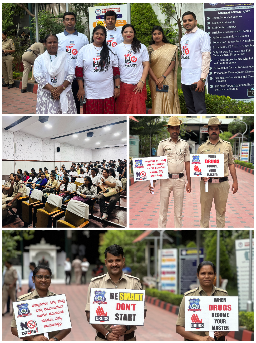 ಇಂದು ವಿಶ್ವ ಮಾದಕ ದ್ರವ್ಯ ವಿರೋಧಿ ದಿನದ ಅಂಗವಾಗಿ ನಮ್ಮ ಠಾಣಾ ಅಧಿಕಾರಿಗಳು ಮತ್ತು ಸಿಬ್ಬಂದಿಗಳು ಠಾಣಾ ಸರಹದ್ದಿನಲ್ಲಿರುವ ಶಾಲಾ ಕಾಲೇಜುಗಳಿಗೆ ಭೇಟಿ ನೀಡಿ ಮಾದಕ ದ್ರವ್ಯದ ದುಷ್ಪರಿಣಾಮ ಮತ್ತು ಕಾನೂನು ಕ್ರಮದ ಬಗ್ಗೆ ಜಾಗೃತಿ ಮೂಡಿಸಿರುತ್ತದೆ. #InternationalDayAgainstDrugAbuse 
<a href="/BlrCityPolice/">ಬೆಂಗಳೂರು ನಗರ ಪೊಲೀಸ್‌ BengaluruCityPolice</a> <a href="/DCPSouthBCP/">DCP SOUTH</a>
