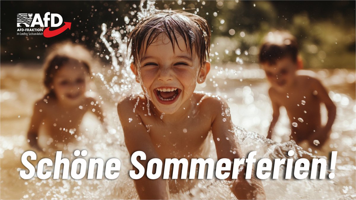 Am 28. Juni 2025 beginnen in Sachsen-Anhalt die lang ersehnten #Sommerferien. Die #AfD-Fraktion im Landtag von Sachsen-Anhalt wünscht allen Schülern unvergessliche #Ferien voller erholsamer, fröhlicher und spannender Momente. Die Zeit mit #Familie und Freunden aber auch die