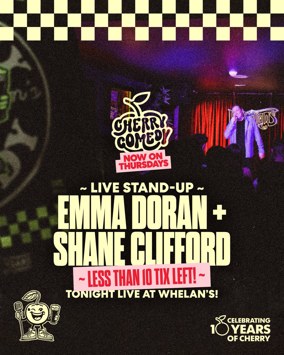 CherryComedy's tweet image. ~ π§π’π‘ππππ§! ~
EMMA DORAN + SHANE CLIFFORD!
π Whelanβs is the place to be!
β° Doors open at the earlier time of 7.30PM - Show kicks off at 8:00PM!
ποΈ Final tickets on sale now for just β¬12 at cherrycomedy.ie!
π₯ See these shows before anyone else tonight at π!