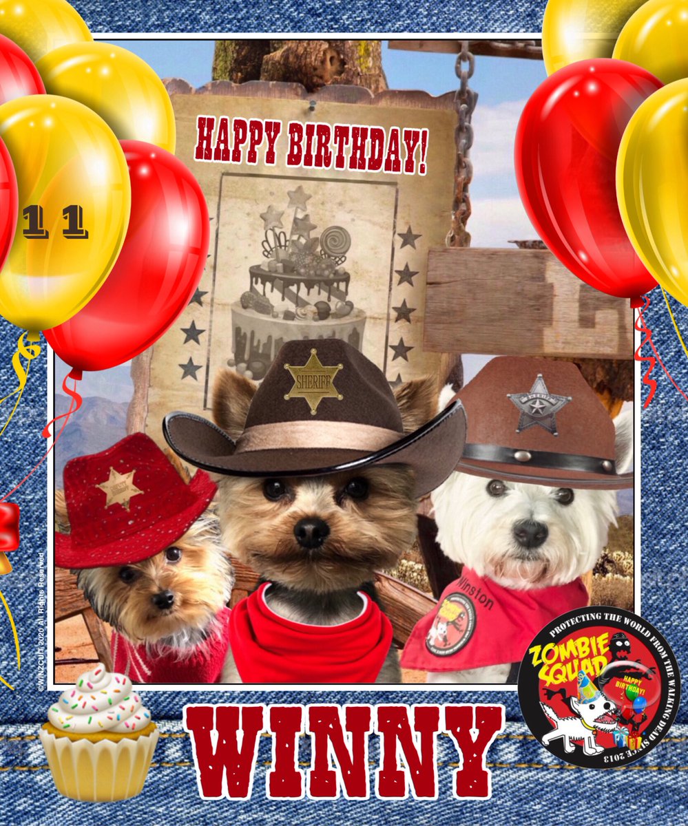 🎂Wishing a very 🎁HAPPY 11th BIRTHDAY🎉 to our pawtastic pal, WINNY from Leada Lord Billy &amp; your ZombieSquad pals.🎈 We hope your special day is full of tasty treats, belly rubs &amp; cayke, soldyer. RaaAAA!!
❤️💛🎂🎁🎈🎉
<a href="/WinstonPuddles/">Winston & Osmond (Otto 🌈💔😭 KC)</a> <a href="/ZSBirthday/">ZS Birthday🎂🎁🎉</a> #ZSHQ