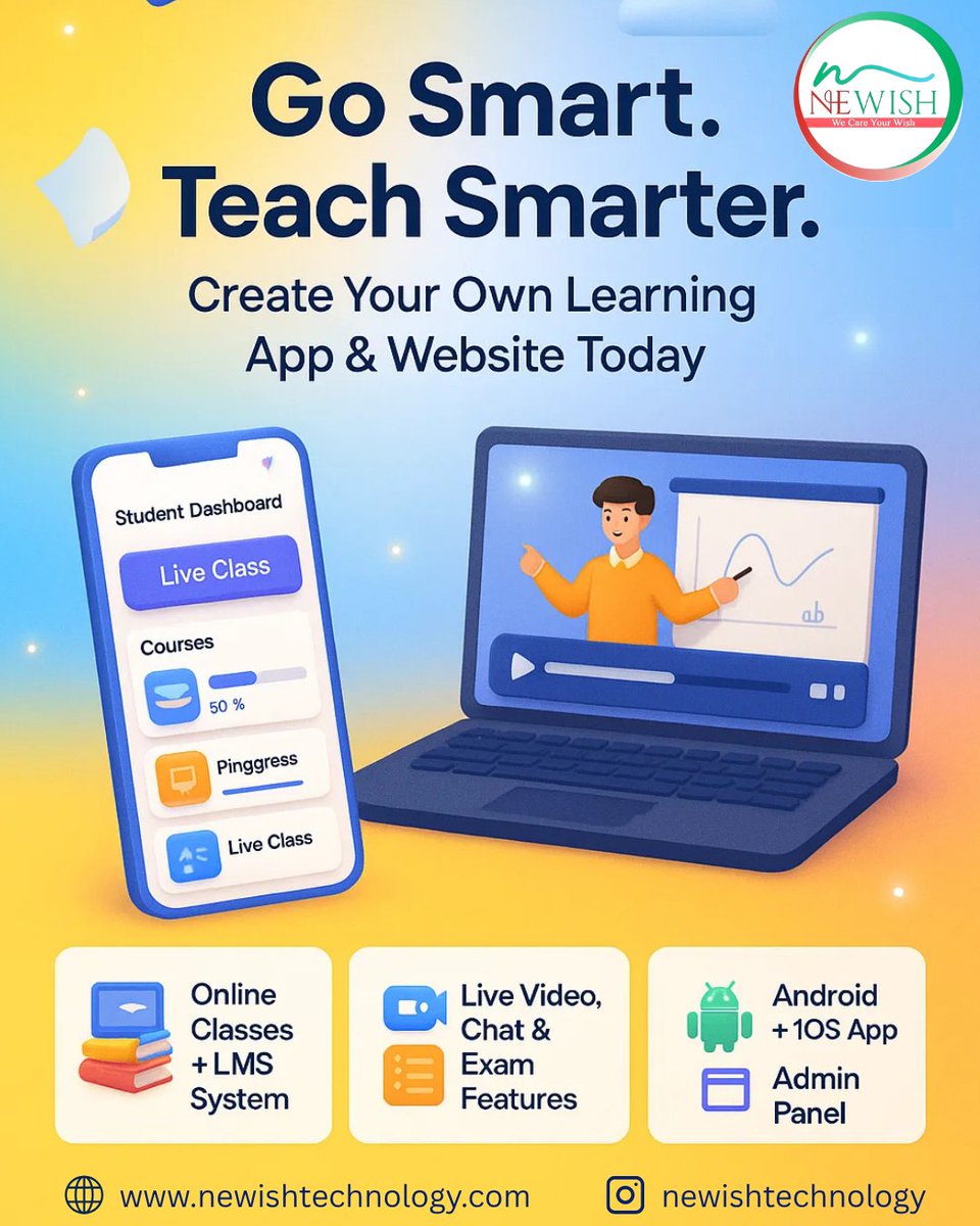 NewishTech21's tweet image. 🎓 Go Smart. Teach Smarter.
🎯 Build trust. Grow smarter. Teach anywhere.

🌐 newishtechnology.com
📩 info@newishtechnology.com

#NewishTechnology #LMSIndia #EdTechSolutions #SmartTeaching #OnlineLearning #CoachSmarter #SchoolApps #LiveClasses #DigitalIndia #eLearningTools