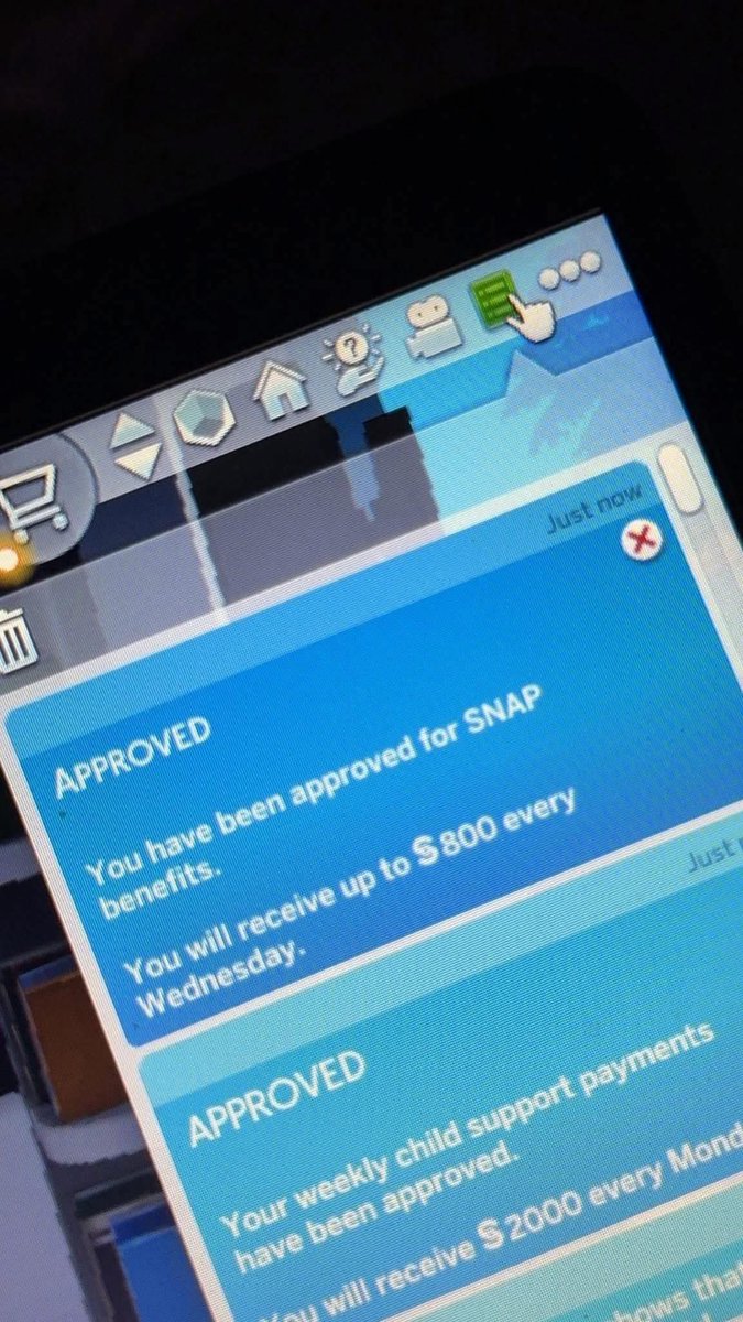Just got approved for food stamps on the Sims💯☝️
