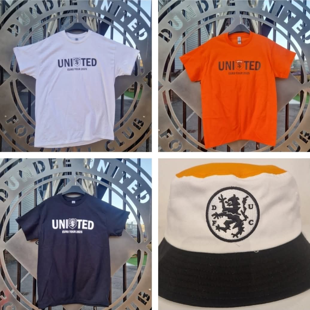 DisplaysDufc's tweet image. With the dates and venue now confrmed, get ready for the upcoming Euro tour with our Euro T-shirts, hats and stickers.
All profit goes towards fan displays at United games.
Order via the link below.

dundeeutddisplayteam.bigcartel.com/products