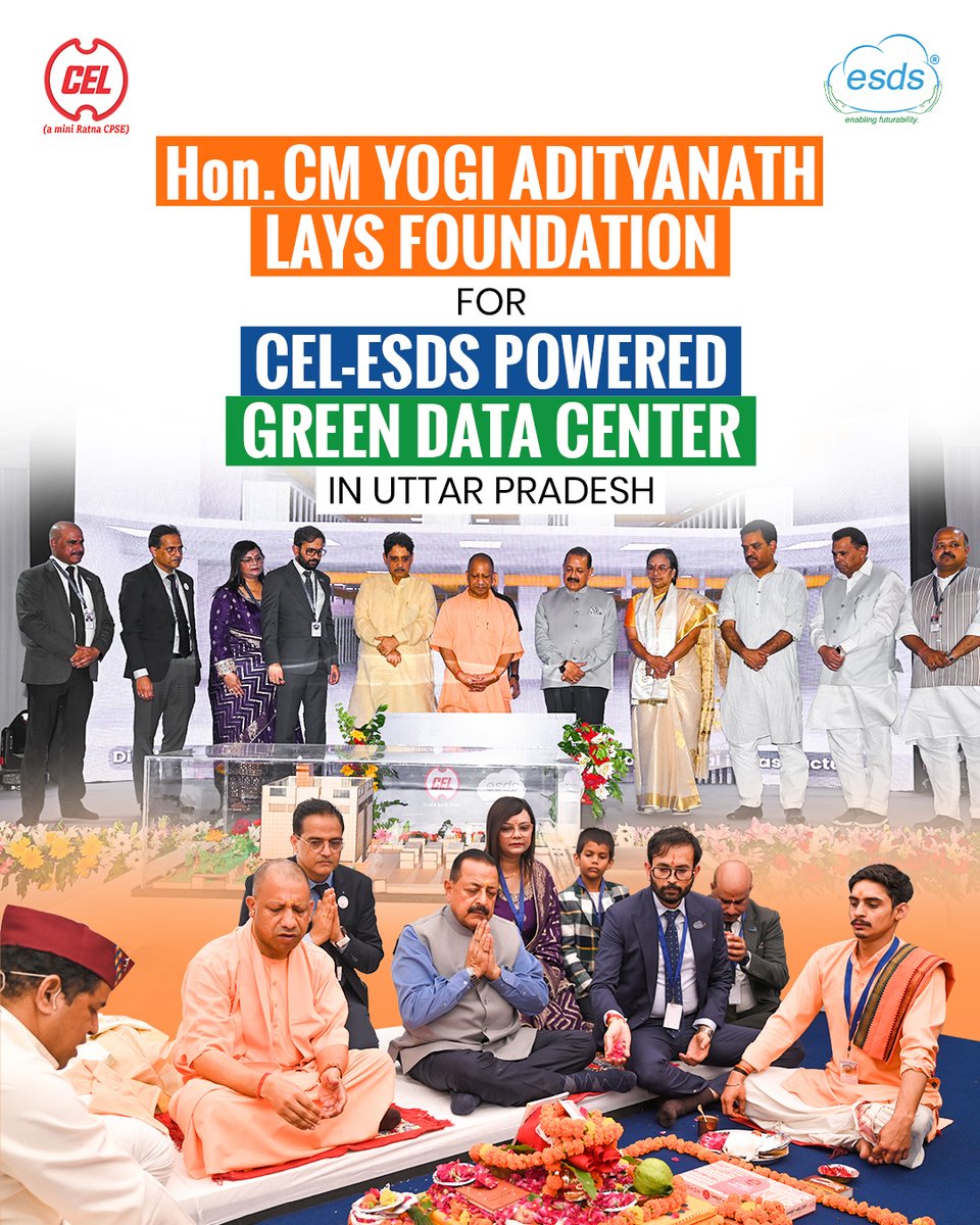 A Giant Leap Toward India’s Digital &amp; Green Future By Central Electronics Limited (CEL) and ESDS Software Solution Limited., 

The foundation stone has been laid for the CEL–ESDS Tier III #GreenDataCenter in Sahibabad, Uttar Pradesh by Hon’ble Chief Minister of Uttar Pradesh,