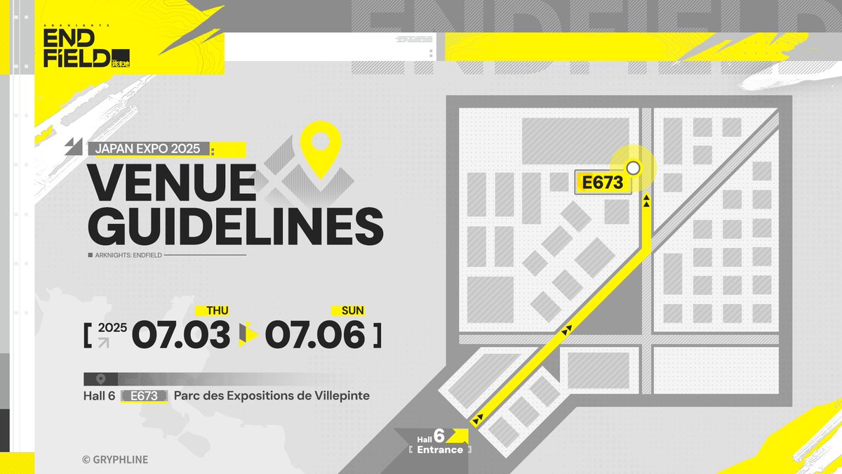 AKEndfield's tweet image. Dear Endministrator,

Just 1 week to go until #JapanExpo2025!

Don't forget to drop by our booth at E673, Hall 6 and dive into the world of Talos-II through hands-on gameplay and on-site activities.

We can't wait to see you there!

#ArknightsEndfield #Endfield