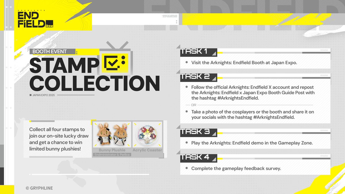 AKEndfield's tweet image. Dear Endministrator,

Just 1 week to go until #JapanExpo2025!

Don't forget to drop by our booth at E673, Hall 6 and dive into the world of Talos-II through hands-on gameplay and on-site activities.

We can't wait to see you there!

#ArknightsEndfield #Endfield