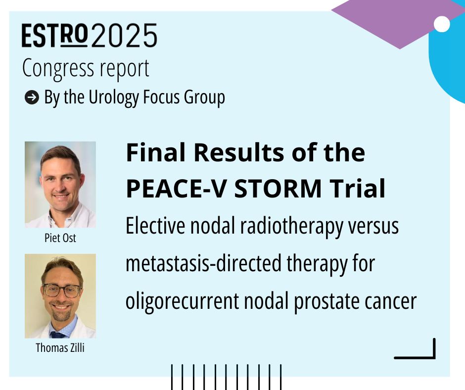 💥 PEACE-V STORM final results at #ESTRO25: ENRT beats MDT for oligorecurrent nodal prostate cancer.
✔️ Better MFS (76% vs. 63%)
✔️ Improved control
✔️ Similar toxicity, fewer treatments
👉 bit.ly/46bHU6N
<a href="/piet_ost/">Piet Ost</a> <a href="/ZilliThomas/">Thomas Zilli</a>