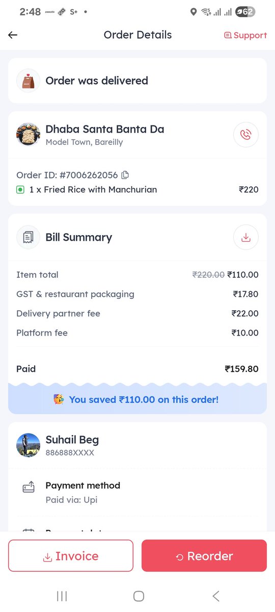 SuhailBeg20's tweet photo. @zomato 
Very poor Food 
Very poor Service https://t.co/Dd1XoTZWA1