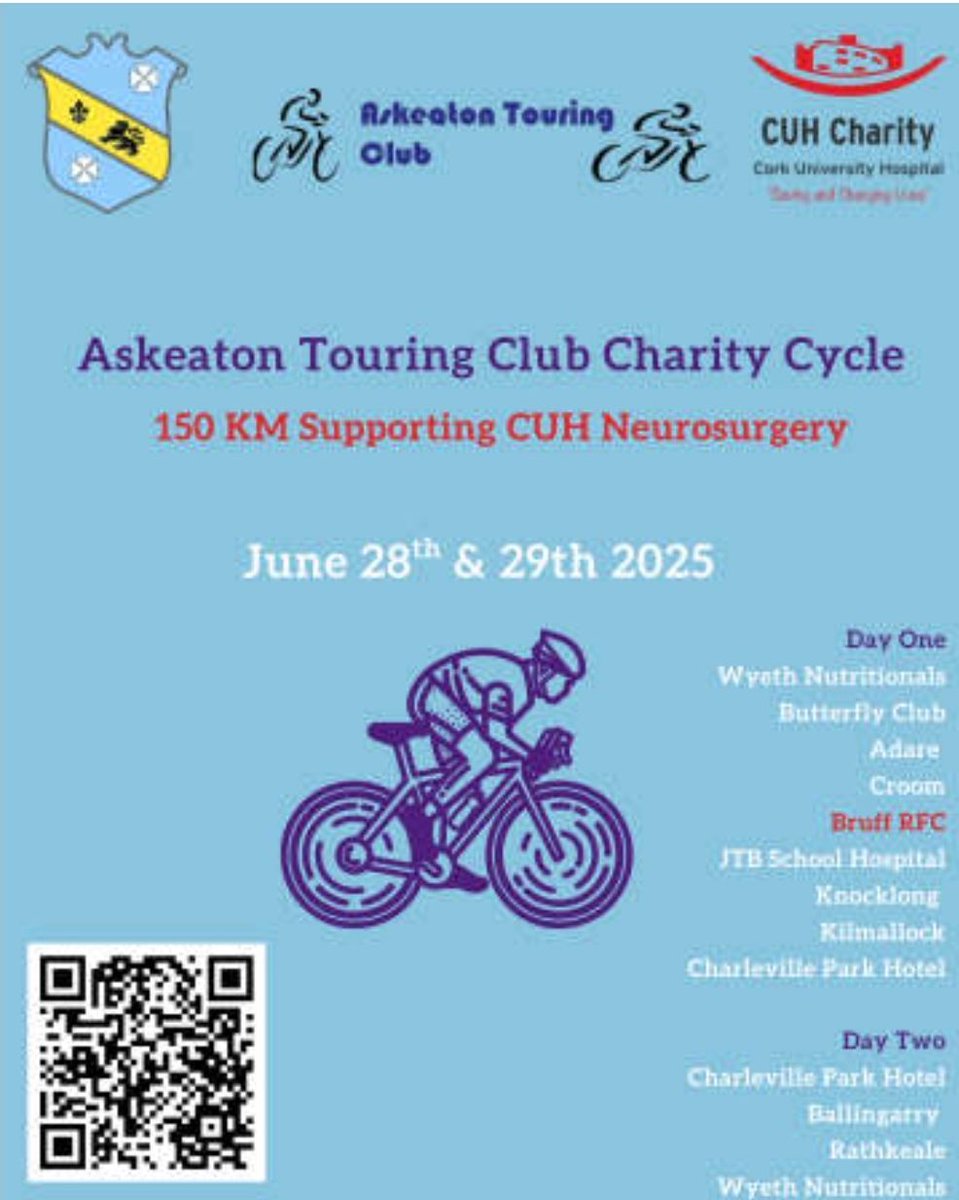As we approach Saturday, we would like to extend our best wishes to Jack, his family and all taking part in the Charity Cycle in aid of CUH Neurosurgery Department. Please support this worthy charity, by donating through the following link; idonate.ie/fundraiser/ATC…