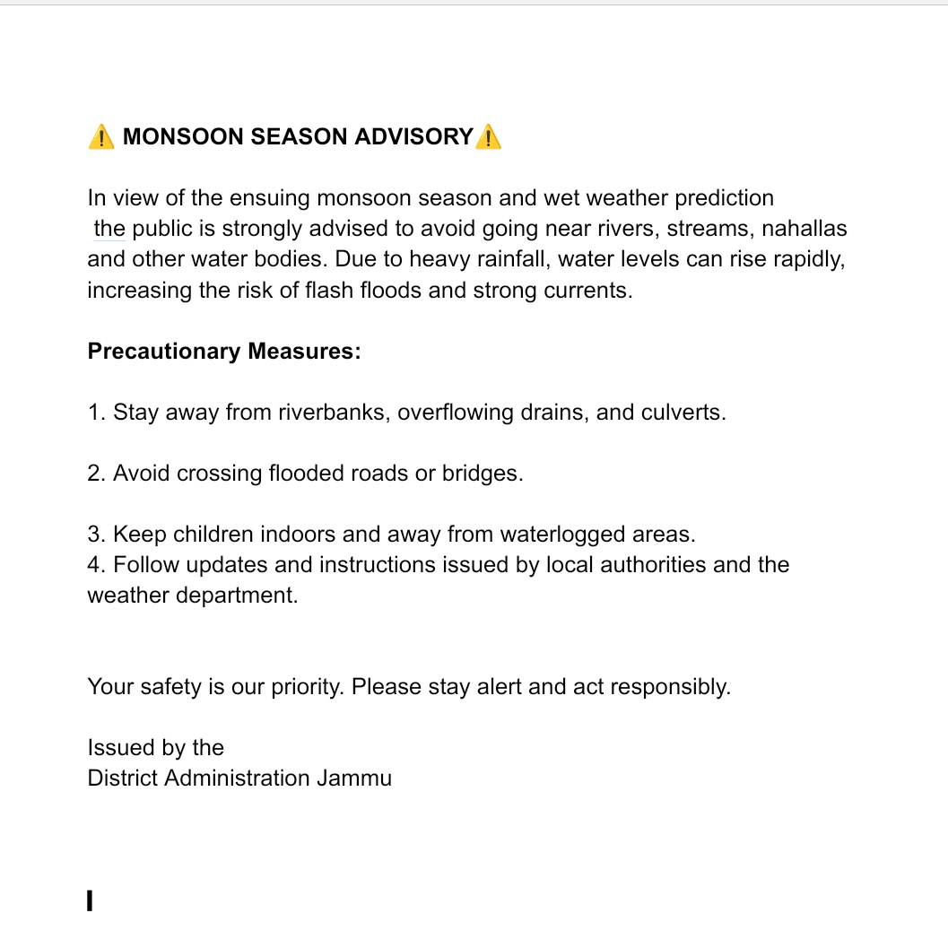 🔊Monsoon Season Advisory

<a href="/diprjk/">Information & PR, J&K</a>