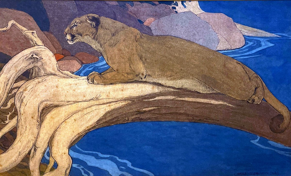 🐾 Today’s #OnlineArtExchange theme is Wildlife &amp; the Environment 🌍

From our collection: Waiting for a Prey by Charles Livingston Bull (1874–1932) – a master of wildlife illustration whose art was shaped by his early career in taxidermy.