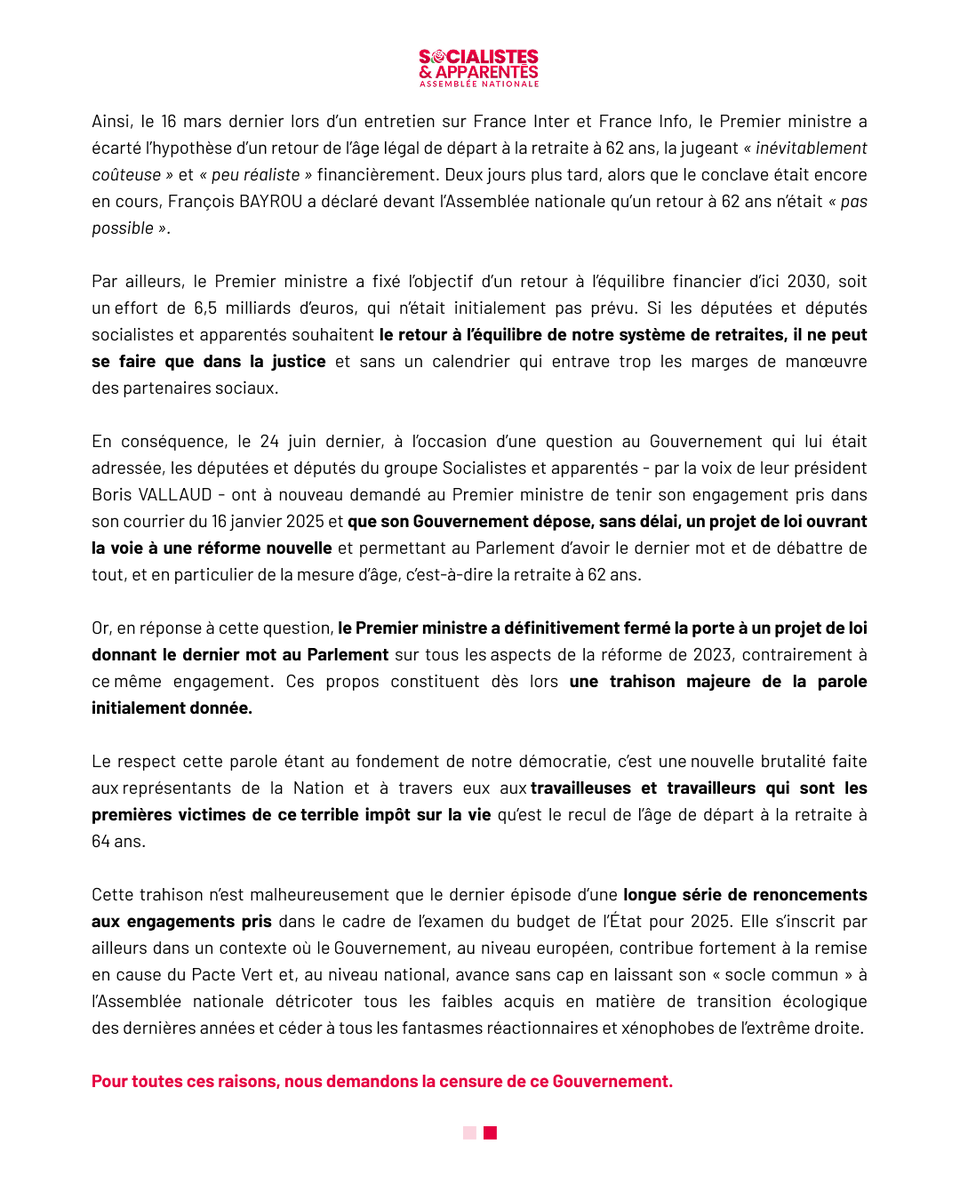 Députés Socialistes et apparentés tweet media