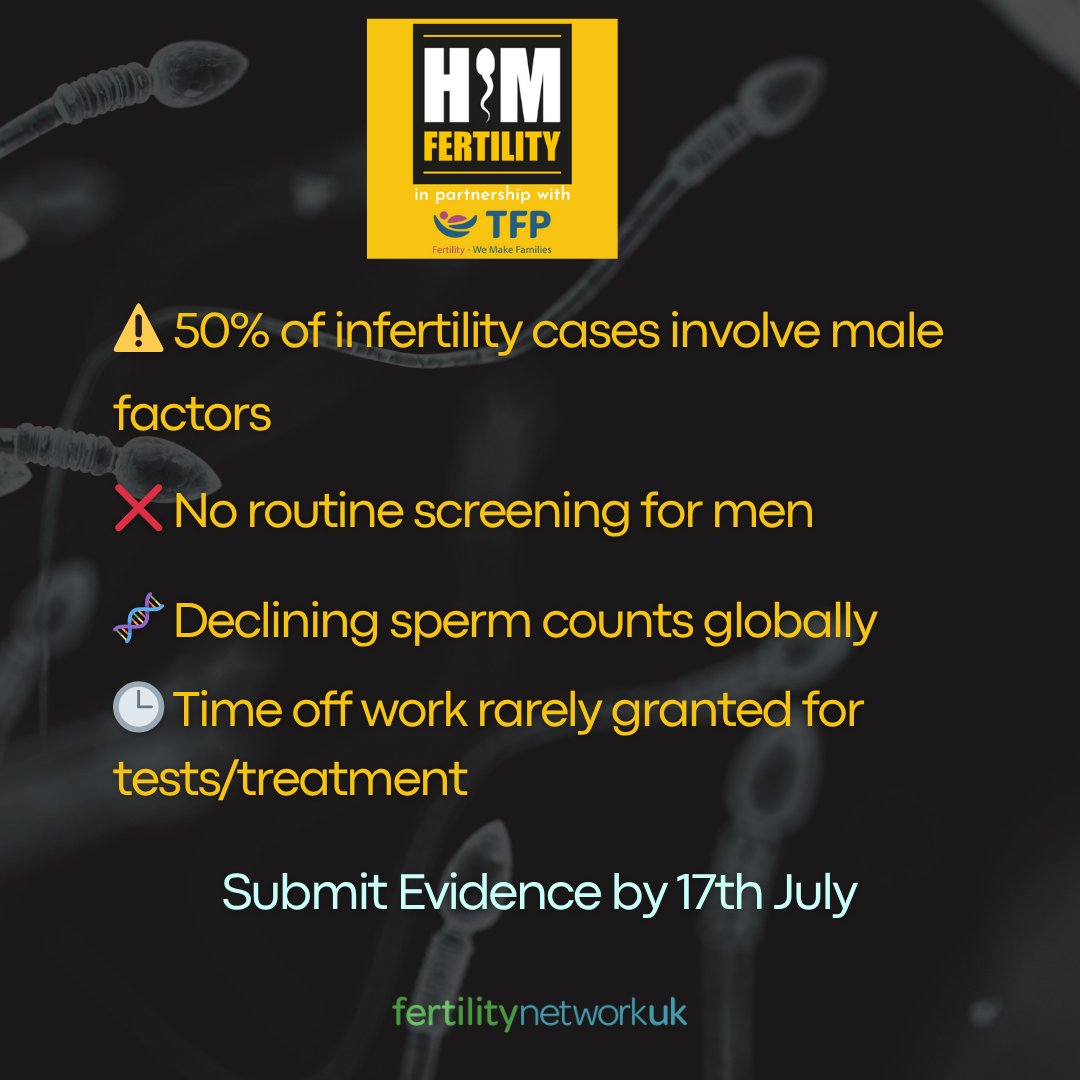 📢 Have you had your say? Deadline 17th July
More info here: Men's Health Strategy for England: call for evidence - GOV.UK
Submit evidence here: Men's Health Strategy - Department of Health and Social Care
#MensHealth #nhs #himfertility