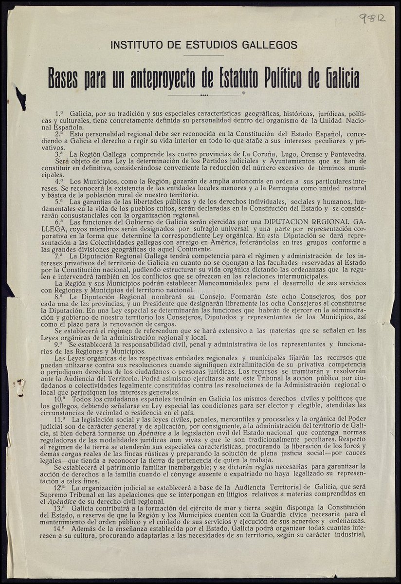 CSICGalicia's tweet image. Os invitamos a consultar fondos del Anteproyecto de Estatuto de Autonomía (1932-1936). Se ha llevado a cabo la descripción de la documentación y su posterior digitalización.  Los registros, más de 1.000, se encuentran disponibles en simurg.csic.es/collection/217…