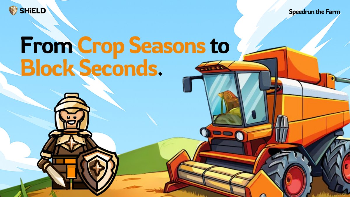 ShieldProtocols's tweet photo. Farmers used to wait months for harvest.
DeFi farmers: “GM, just harvested again 30 seconds ago 😎🌾”
$SHIELD = speedrun farming 🛡 https://t.co/LYiMUg5s34