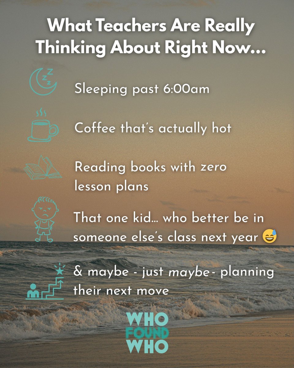 whofoundwho's tweet image. The countdown is on. ⏰
Whether you're crawling or coasting to the finish line, we see you. You've almost made it, and when the time comes, we're here if a fresh start is on your mind. 💬 bit.ly/3Tb7rFG

#TeacherLife #UKTeachers #AlmostSummer #EducationRecruitment