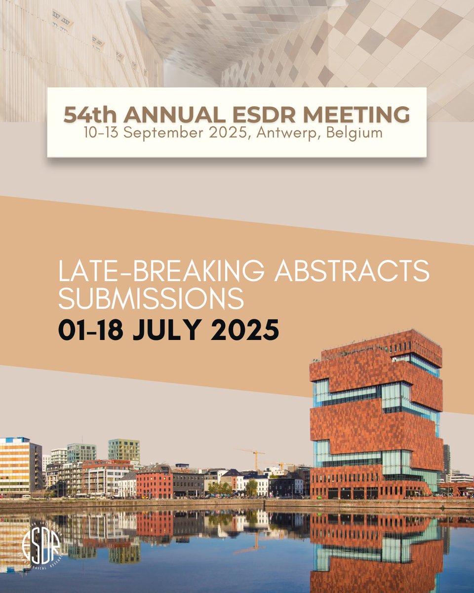 Get ready ! The Late-breaking abstracts submission opens today Tuesday 1st July

Join leading minds in dermatological research at the 54th Annual ESDR Meeting.

Apply before 18 July midnight : esdrmeeting.org/abstract/