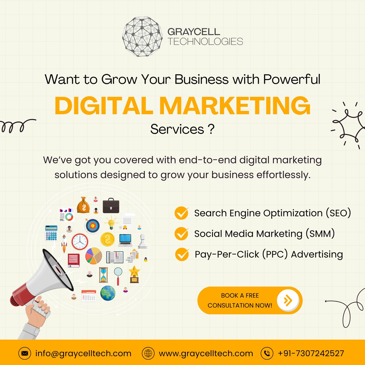 GrayCellTech's tweet image. 🚀 Take your brand to the next level with smart digital marketing! We create strategies that connect, convert & deliver real results.
👉Book a free consultation: graycelltech.com/request-a-quot…
📩 info@graycelltech.com | 🌐 graycelltech.com | 📞 +91-7307242527