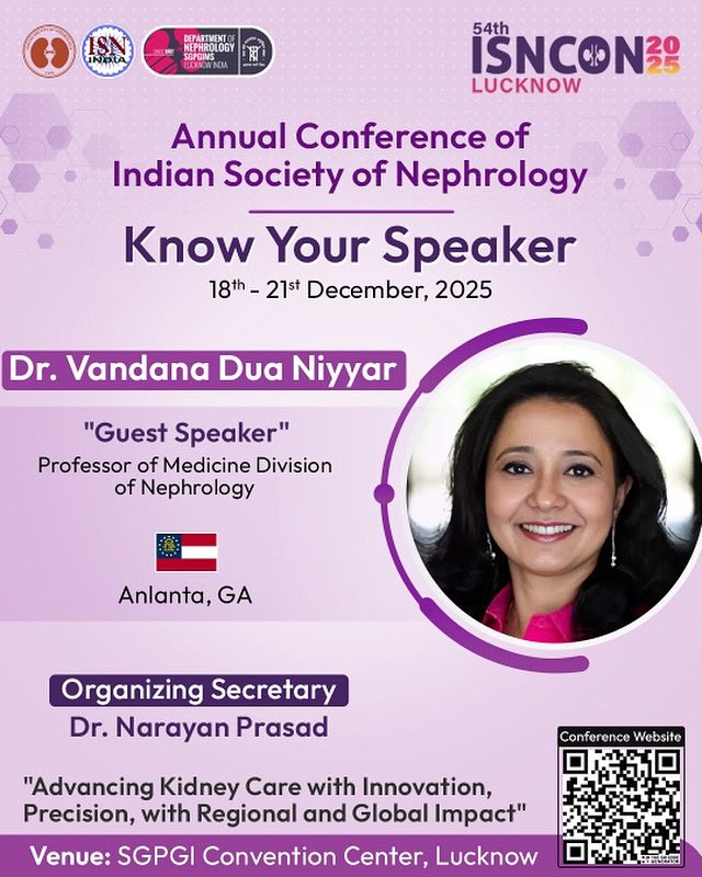 🌍 Meet the Expert | ISNCON 2025

⚕️ Dr. Vandana Dua Niyyar

Welcoming our Renowned International Faculty to Lucknow!

Learn from the best in Nephrology this December.

📍 SGPGIMS, Lucknow
📅 18th – 21st Dec 2025

#ISNCON2025 #MeetTheExpert #GlobalFaculty #ISNCONLucknow