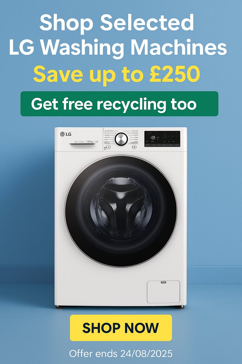 💦 Time for a laundry refresh?
Save up to £250 on selected LG washing machines + free recycling of your old one! 🧺♻️
Offer ends 24/08/2025 – don’t miss it!
🛒 tidd.ly/4lqZLLE
#Affiliate #LGWashingMachine #HomeAppliances #SpookyMrsGreen #EcoUpgrade #LaundryDeals