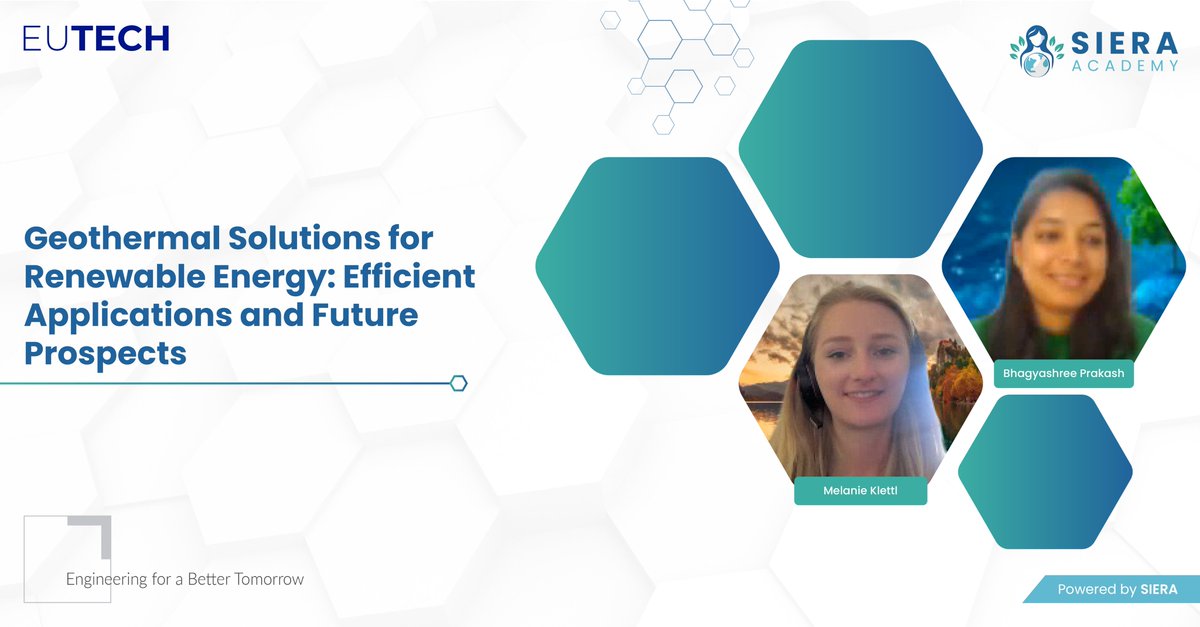 🌍 On June 10, 2025, SIERA Academy spotlighted geothermal energy as a key to climate-resilient infrastructure—clean, local, and fundable. From heat storage to hybrid systems, it's power beneath our feet.

📖Blog: eutech.org/geothermal-sol…

#SIERA #Geothermal