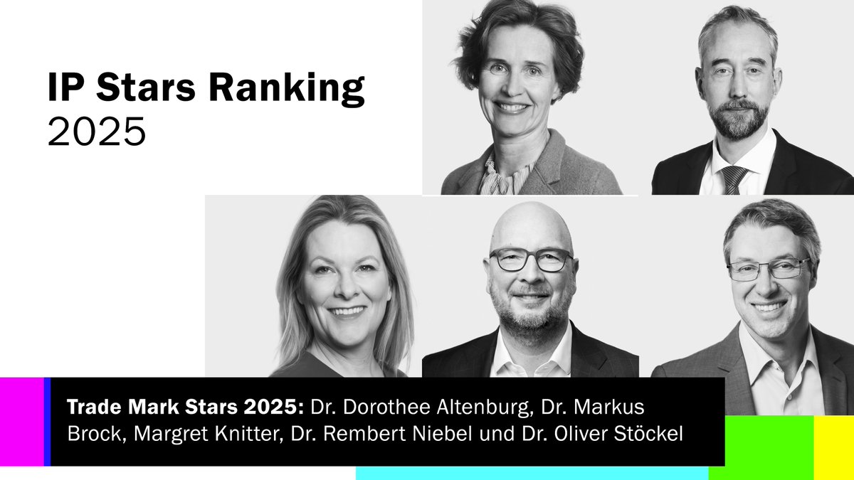 SKW Schwarz bestätigt führende Rolle in den IP Stars Rankings 2025!
Im Bereich „Trade mark – law firms“ konnten wir die Platzierung in Tier 2 halten.
Dies ist eine Anerkennung unserer kontinuierlichen Hingabe, die Interessen  unserer Mandanten zu schützen und zu verteidigen💼🌟
