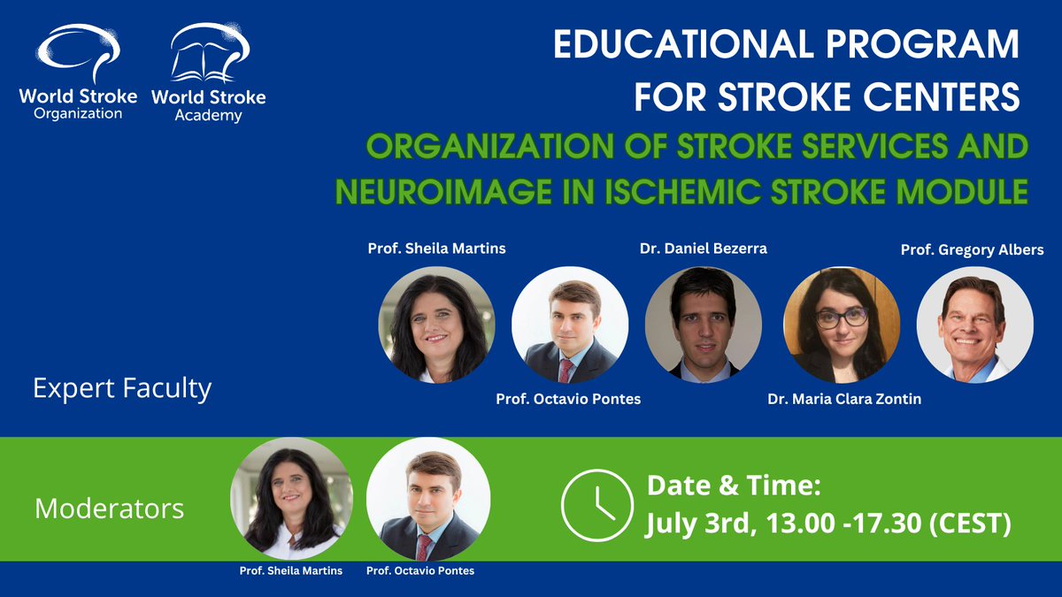WorldStrokeEd's tweet image. 🔜 Educational Program for Stroke Centers – Organization of #StrokeServices and #Neuroimage in Ischemic Stroke
📅 July 3rd, 13.00-17.30 pm (CEST)
REGISTER: us02web.zoom.us/webinar/regist…
🎓 Ischemic: world-stroke-academy.org/courses/wso-ws…
🎓 Hemorrhagic: world-stroke-academy.org/courses/wso-ws…
#StrokeEducation