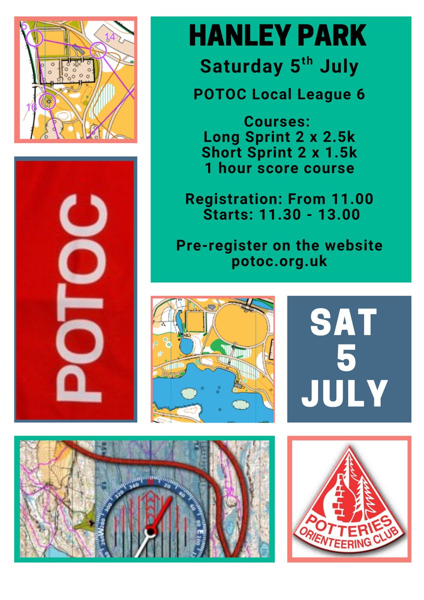 POTOC_Orienteering (@potteriesoclub) on Twitter photo 📅Saturday 5th July
🗺️Hanley Park Double Sprint
💻Pre register on the website
⏲️Starts from 11:30-13:00
🚗Park at ST1 4DX north car park potoc.org.uk/events/hanley-…
<a href="/HarlequinsOC/">Harley O'Quin</a> <a href="/MDOCOrienteers/">MDOC</a>
<a href="/OctavianDroober/">OctavianDroobers</a> <a href="/WaltonChasers/">Walton Chasers</a>
<a href="/SYOrienteers/">South Yorkshire O</a> <a href="/DVOrienteers/">DVO</a>
<a href="/DEE_OClub/">Deeside O Club</a> <a href="/WREorienteers/">Wrekin Orienteers</a> 📅Saturday 5th July
🗺️Hanley Park Double Sprint
💻Pre register on the website
⏲️Starts from 11:30-13:00
🚗Park at ST1 4DX north car park potoc.org.uk/events/hanley-…
<a href="/HarlequinsOC/">Harley O'Quin</a> <a href="/MDOCOrienteers/">MDOC</a>
<a href="/OctavianDroober/">OctavianDroobers</a> <a href="/WaltonChasers/">Walton Chasers</a>
<a href="/SYOrienteers/">South Yorkshire O</a> <a href="/DVOrienteers/">DVO</a>
<a href="/DEE_OClub/">Deeside O Club</a> <a href="/WREorienteers/">Wrekin Orienteers</a>