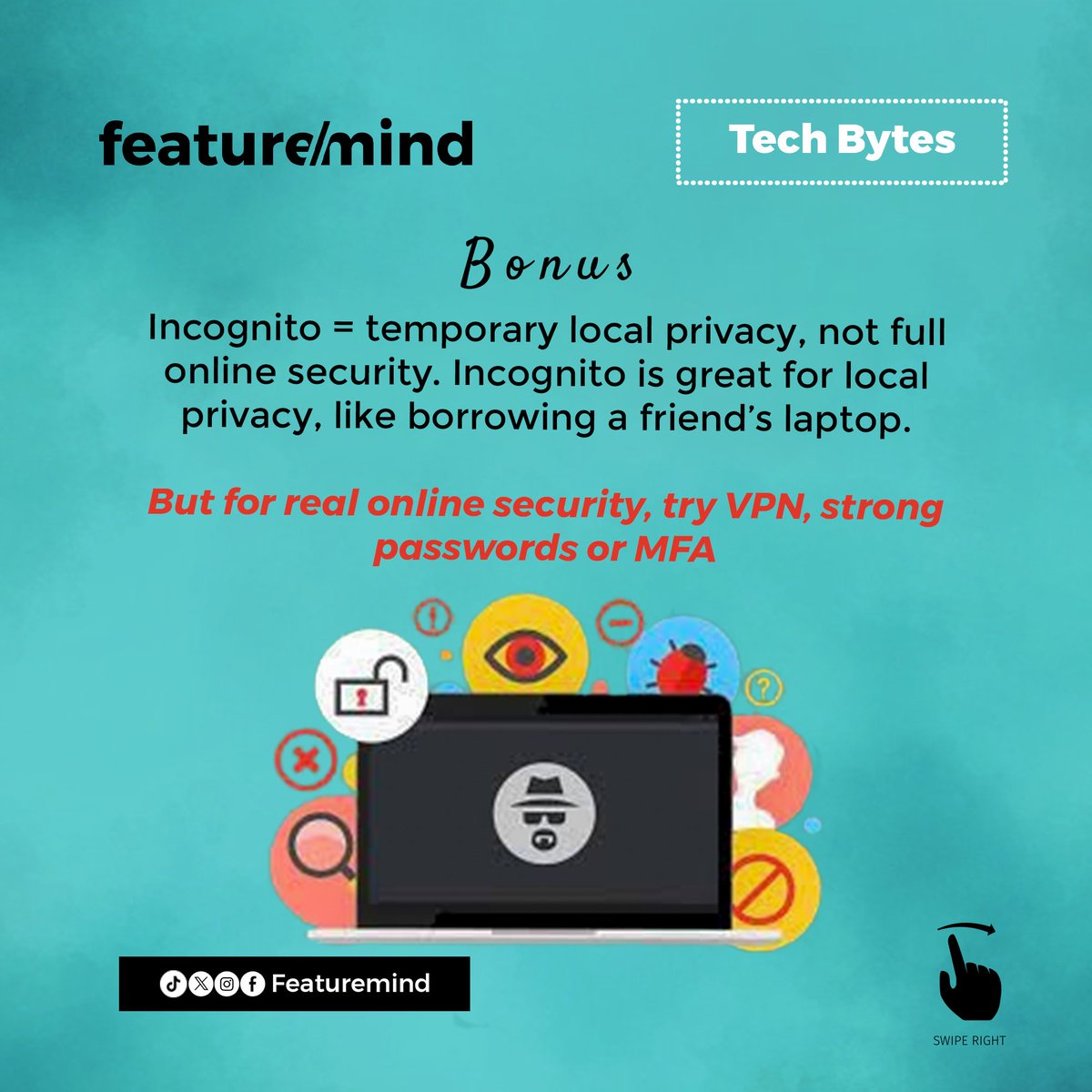 featuremindNG's tweet photo. Use it for quick, private sessions... but don't expect too much. #incognito won't shield you from hackers or trackers. https://t.co/ZUhTyiQM3E