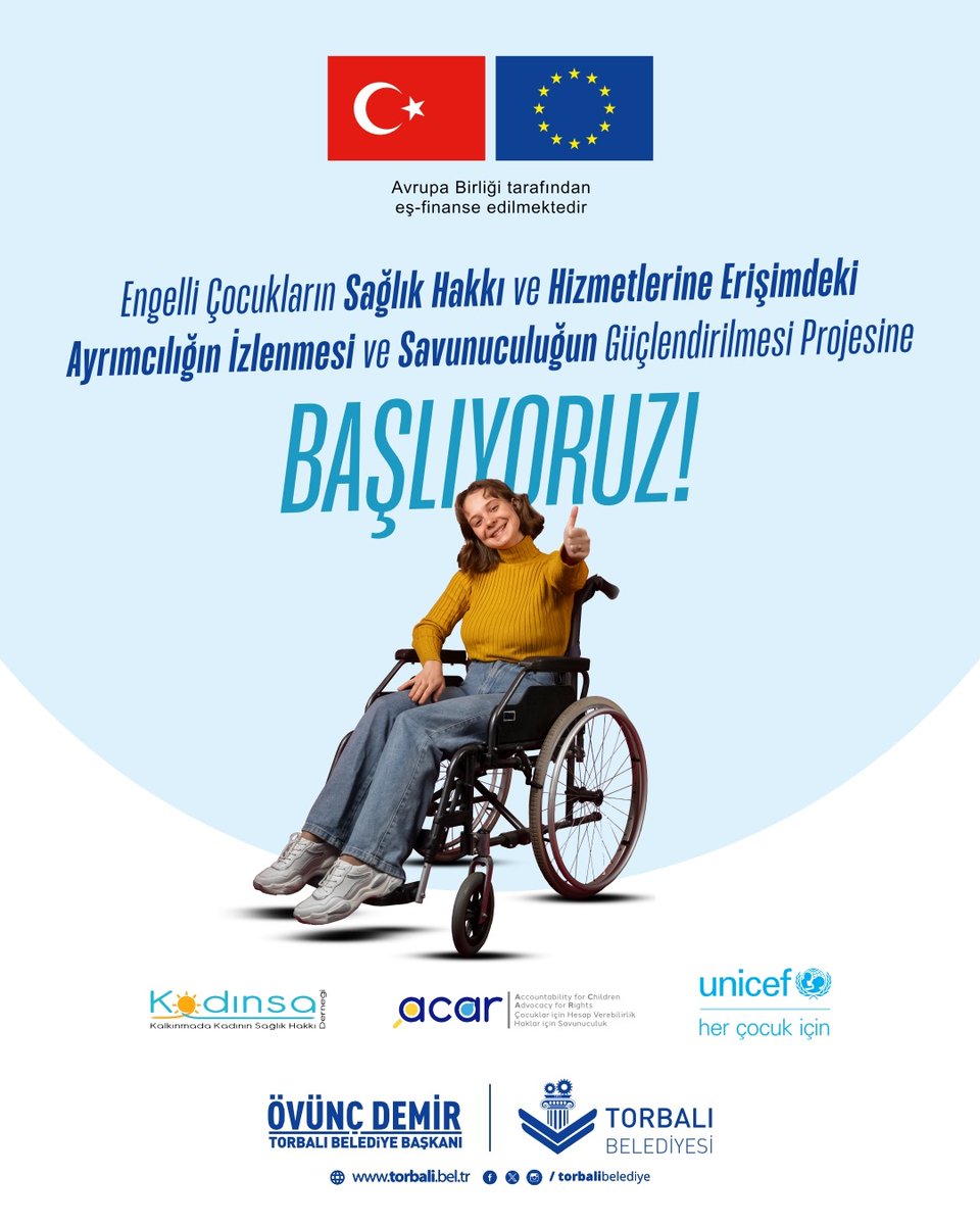 torbalibelediye's tweet photo. Torbalı Belediyesi olarak, Kalkınmada Kadının Sağlık Hakkı Derneği ile birlikte ve Avrupa Birliği destekli UNICEF ACAR Programı kapsamında, engelli çocukların sağlık hizmetlerine eşit erişimini sağlamak için proje desteği alınmıştır. 

📌 Proje kapsamında erişilebilir, kapsayıcı ve çocuk haklarına dayalı bir sağlık sistemi için yerel analiz sürecimiz başladı!

📌 Bu çalışmamız;
🔹 İlçemizde yaşayan engelli çocukların sağlık sistemine erişiminde karşılaştığı yapısal, fiziksel ve kurumsal engelleri tespit etmeyi,
🔹 Nitelikli veri üretimi ve yerel ihtiyaç analizine dayalı müdahale alanları belirlemeyi,
🔹 Yerel sağlık hizmetlerinin erişilebilirlik ve kapsayıcılık düzeyini artıracak öneriler geliştirmeyi amaçlamaktadır.